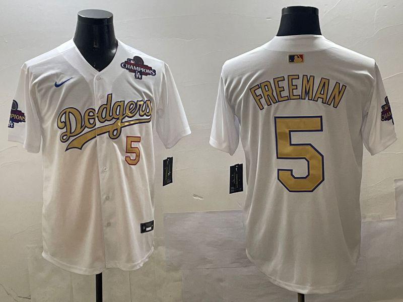 Men Los Angeles Dodgers #5 Freeman White Gold Game 2025 Nike MLB Jersey style 3281->los angeles dodgers->MLB Jersey